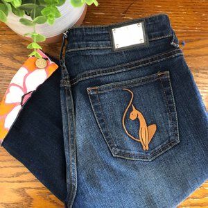 Y2K Baby Phat Denim Capri with Flowers Cuffs